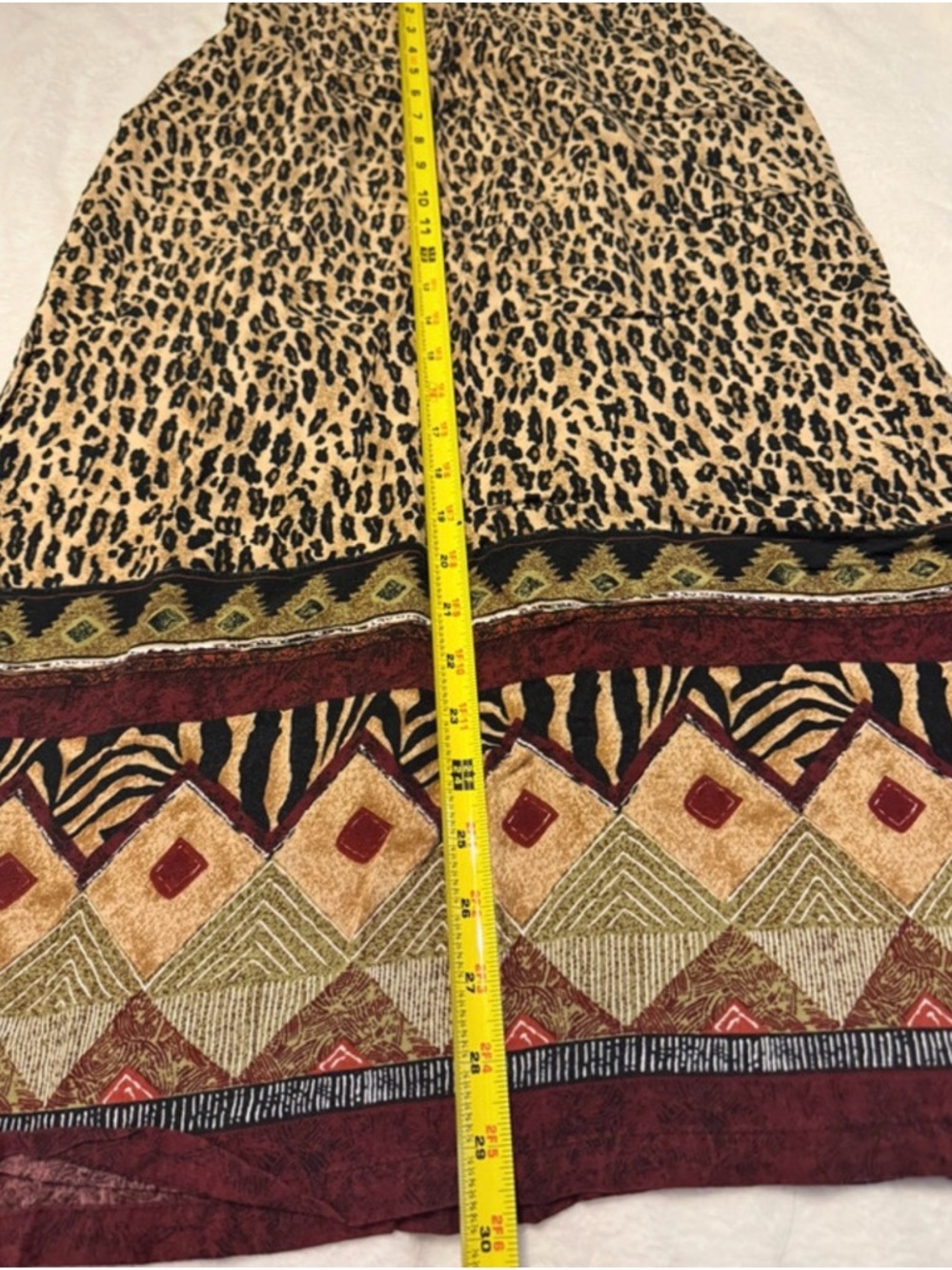 Ship N Shore vintage boho southwestern artsy leopard midi maxi skirt size S - Picture 6 of 7